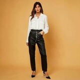 Mooie zwarte high waist leatherlook broek_