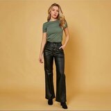 Trendy zwarte high waist broek in leather look_