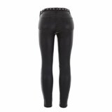 Trendy skinny zwarte high waist broek in leather look_