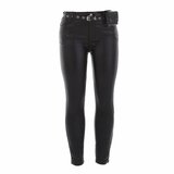 Trendy skinny zwarte high waist broek in leather look_