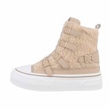 Hoge kaki bruine mixed  wol sneaker Amyleen_