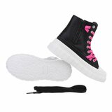 Hoge zwarte shiny textiel sneaker Divina_