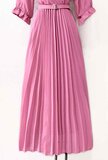 Elegante rose plisse maxi jurk._