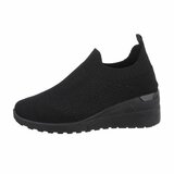 Zwarte lage textiel step in sneaker Angella_