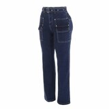 Hippe cargo hoge taille blue jeans_