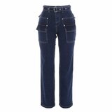 Hippe cargo hoge taille blue jeans_