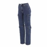 Trendy cargo hoge taille blue jeans_