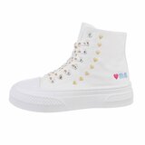 Wit-gouden hoge textiel sneaker Eloise_