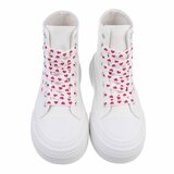 Witte-fuchsia textiel sneaker Eloise_