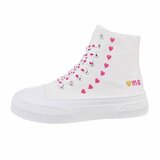 Witte-fuchsia textiel sneaker Eloise_