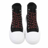 Zwarte-rode textiel sneaker Eloise_