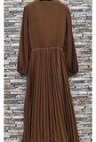 Classy bruine plisse maxi jurk._