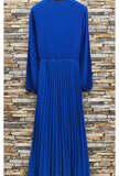 Robe longue bleue plissee_