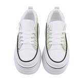 Wit-groen-gele hoge sneaker Antolina_