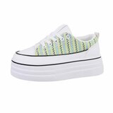 Wit-groen-gele hoge sneaker Antolina_