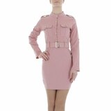 Rose korte bodycon jurk met gouden knoppen_