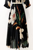 Sierlijke zwarte mix maxi plisse jurk_