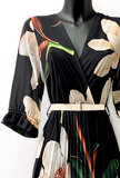 Sierlijke zwarte mix maxi plisse jurk_