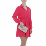 Fuchsia korte jurk in chiffon_