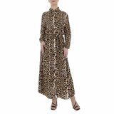 Robe chemise longue à motif léopard_