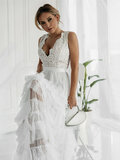 Elegante witte galajurk in tulle_