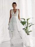 Elegante witte galajurk in tulle_