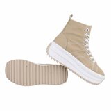 Kaki bruine hoge sneaker textiel sneaker Aranka_