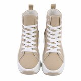 Kaki bruine hoge sneaker textiel sneaker Aranka_