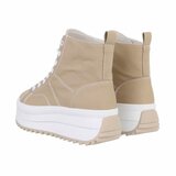 Kaki bruine hoge sneaker textiel sneaker Aranka_