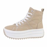 Kaki bruine hoge sneaker textiel sneaker Aranka_