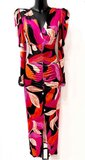 Lange fuchsia-oranje bodycon jurk. SOLD OUT_