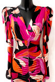 Lange fuchsia-oranje bodycon jurk. SOLD OUT_