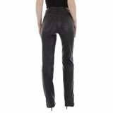 Modieuze zwarte leatherlook broek met hoge taille._