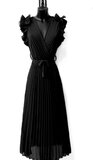 Elégante robe longue plissée noire_