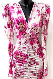 Lange fuchsia-witte bodycon jurk.TEMPORARY SOLD OUT_