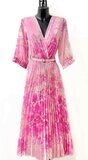 Trendy rose mix maxi plisse jurk._