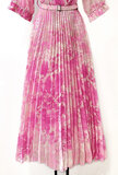 Trendy rose mix maxi plisse jurk._