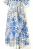 Trendy blauwe mix maxi plisse jurk._