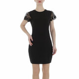 Trendy zwarte korte bodycon jurk._