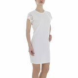 Trendy witte korte bodycon jurk._