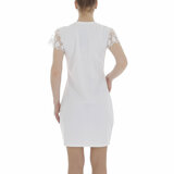 Trendy witte korte bodycon jurk._