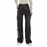 Zwarte cargo broek in leatherlook_