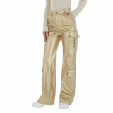 Gouden cargo broek in leatherlook_