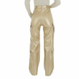 Gouden cargo broek in leatherlook_