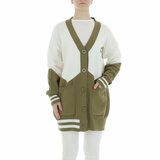 Sportieve kaki-witte gilet_