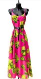 Zomerse fuchsia-groene maxi jurk_