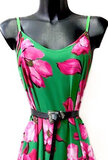 Zomerse groen-rose maxi jurk_