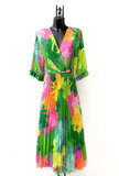 Fashion groene mix maxi plisse jurk._