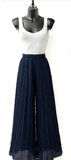 Trendy donker blauwe plisse broek_