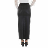 Jupe maxi en cuir noir tendance_